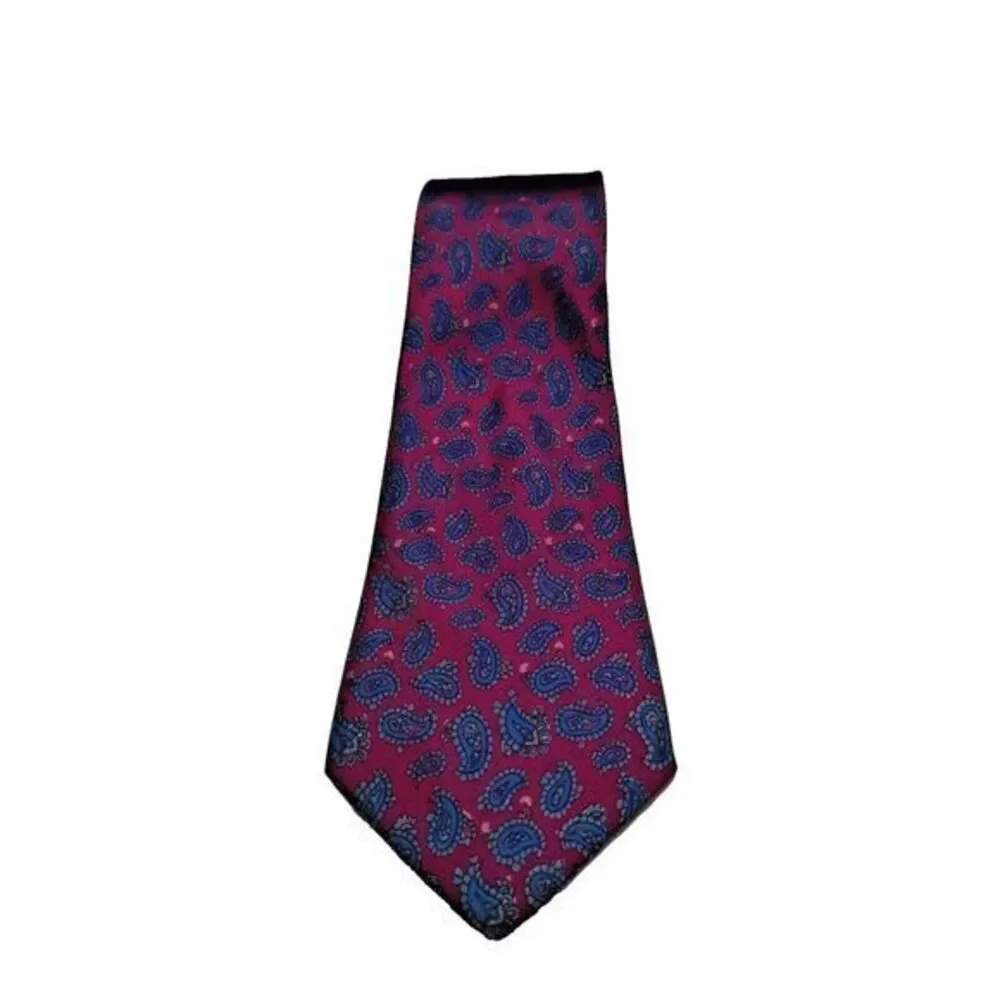 Shanghai‎ Tie Company Asian China Office Men Silk Tie Burgundy Paisley Design